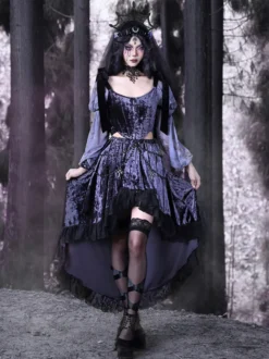 Jupes Lolita gothiques en dentelle violette SK