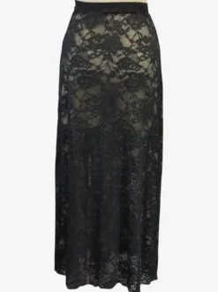 Jupes longues en dentelle noire taille haute sexy et transparentes pour femmes