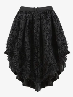 Jupes noires en tulle taille haute sexy coupe asymétrique mini bas pour femmes