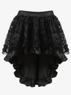 Jupes noires en tulle taille haute sexy coupe asymétrique mini bas pour femmes