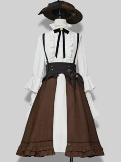 Jupe Steampunk Lolita SK Café Brun Volants Lolita Jupes