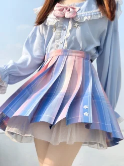 Jupe Style Académique Lolita SK Jupes Lolita Ombre Bleu Ciel Clair