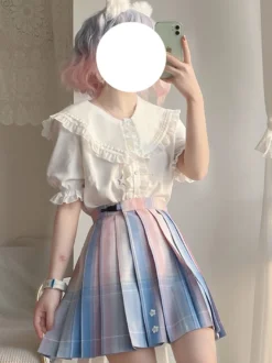 Jupe Style Académique Lolita SK Jupes Lolita Ombre Bleu Ciel Clair