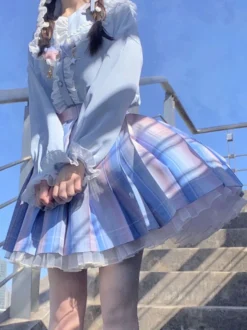 Jupe Style Académique Lolita SK Jupes Lolita Ombre Bleu Ciel Clair