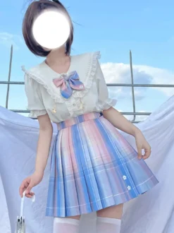 Jupe Style Académique Lolita SK Jupes Lolita Ombre Bleu Ciel Clair