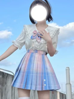 Jupe Style Académique Lolita SK Jupes Lolita Ombre Bleu Ciel Clair