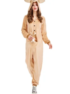 Kigurumi Pyjamas Kangourou Adultes Unisexe Flanelle Hiver Vêtements De Nuit Costume Carnaval Cosplay Halloween