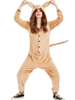 Kigurumi Pyjamas Kangourou Adultes Unisexe Flanelle Hiver Vêtements De Nuit Costume Carnaval Cosplay Halloween
