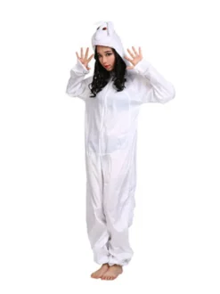 Lapin De Pâques Kigurumi Rose Pyjamas Carnaval Flanelle Lièvre Combinaison Adulte Déguisements Halloween