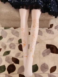 Le voyage d'horloge de collants blanc de Lolita chaud estampant le bas Velvet Lolita Déguisements Halloween