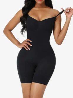 Linge de Mariée Body gainant une pièce amincissant modelant le ventre rehausseur de bras sous-vêtement body gainant abricot clair sans manches bretelles pour le cou