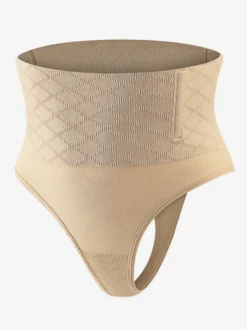 Linge de Mariée Body string taille haute pour femmes grandes tailles gainant ventre plat et fesses galbées.