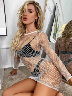 Linge de Mariée Bonneterie Femme Lingerie Sexy avec Manches Longues à Col Rond Coupe Cintrée Unicolore