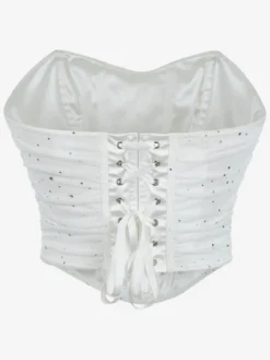 Linge de Mariée Bustier Corset Blanc Chic Street Wear Clouté Lacets Lingerie
