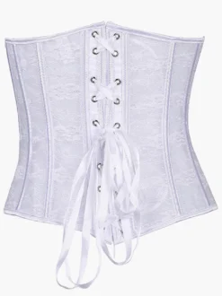 Linge de Mariée Corset en jacquard blanc avec dentelle et lacets