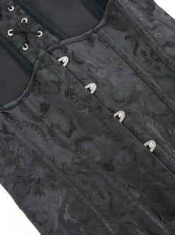 Linge de Mariée Corset sein nu noir en jacquard avec lacets de dentelle