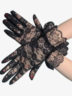 Linge de Mariée Gants courts décontractés en dentelle blanche pour femmes pour fête de mariage