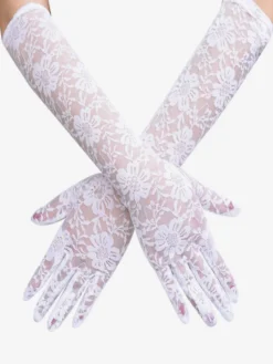 Linge de Mariée Gants De Mariée Longs En Dentelle Blanche Pour Femme Mariage