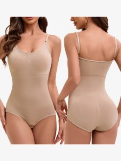 Linge de Mariée Lingerie gainante noire sans manches dos nu bretelles boutonnées au cou brassière ajustable body sans coutures coussinets amovibles fermeture à agrafes sur le devant