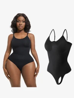 Linge de Mariée Lingerie gainante marron café sans manches effet push-up maintien du buste intégré sans coutures ventre plat.