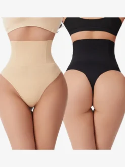 Linge de Mariée Lingerie gainante noire post-partum body string sans coutures taille haute gaine ventre plat et fesses galbées grande taille gaine de récupération