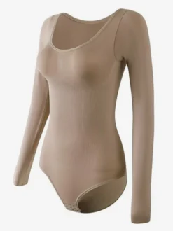 Linge de Mariée Lingerie sculptante marron café manches longues body gainant sans coutures gaine amincissante grande taille contrôle du ventre sous-vêtements sculptants