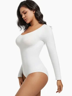 Linge de Mariée Lingerie sculptante marron café manches longues body gainant sans coutures gaine amincissante grande taille contrôle du ventre sous-vêtements sculptants