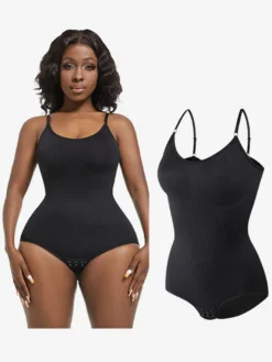Linge de Mariée Lingerie sculptante rose camée sans manches à bretelles et boutons au cou gaine post-partum intégrale - Body gainant ventre plat et poitrine rehaussante grande taille