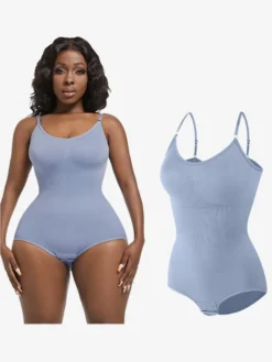 Linge de Mariée Lingerie sculptante rose camée sans manches à bretelles et boutons au cou gaine post-partum intégrale - Body gainant ventre plat et poitrine rehaussante grande taille