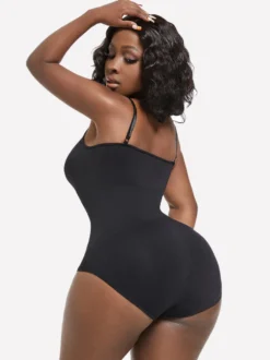 Linge de Mariée Lingerie sculptante rose camée sans manches à bretelles et boutons au cou gaine post-partum intégrale - Body gainant ventre plat et poitrine rehaussante grande taille