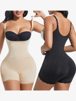 Linge de Mariée Lingerie sculptante couleur chair sans manches bretelles gaine intégrale grande taille contrôle du ventre soutien de la poitrine effet push-up ceinture amincissante