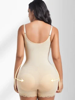 Linge de Mariée Lingerie sculptante couleur chair sans manches bretelles gaine intégrale grande taille contrôle du ventre soutien de la poitrine effet push-up ceinture amincissante