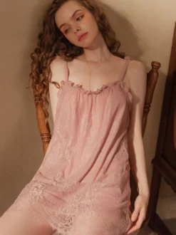 Linge de Mariée Nuisette Pour Robe De Maison Femme Lingerie En Dentelle Blanche