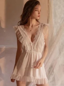 Linge de Mariée Nuisettes Lingerie Nuisette Sexy Blanc Polyester Sexy