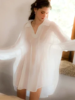 Linge de Mariée Robes en mousseline de soie lingerie surdimensionnée