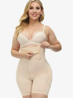 Linge de Mariée Shapewear grande taille Nude Bouton devant Rehausseur de fesses Taille haute Entraîneur Body Shaper