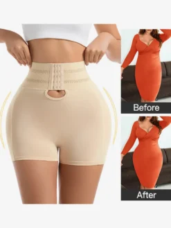 Linge de Mariée Short gainant grande taille ajustable pour femme fermeture à agrafes coussinets de hanches amovibles effet push-up fessier.