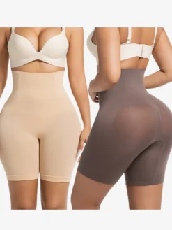 Linge de Mariée Short gainant taille haute post-partum grande taille effet ventre plat et fessier ceinture amincissante jambes carrées