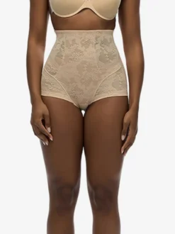 Linge de Mariée Short gainant taille haute en dentelle pour contrôle du ventre et compression pour amincissement des cuisses