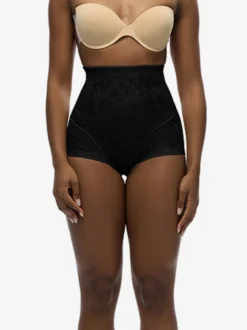 Linge de Mariée Short gainant taille haute en dentelle pour contrôle du ventre et compression pour amincissement des cuisses