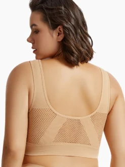 Linge de Mariée Soutien-gorge de yoga dos nu fin sans rembourrage et armatures effet push-up grande taille crop top sexy en maille pour le sport