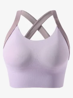 Linge de Mariée Soutien-gorge de sport Bustiers Lavande à maintien élevé pour femme sans armatures dos nageur effet push-up idéal pour la course et le yoga.