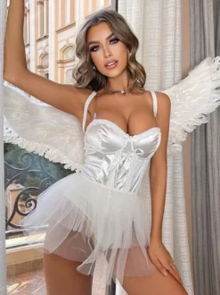 Linge de Mariée Teddy corset superposé en tulle sexy