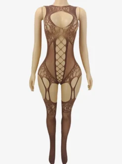 Lingerie bas collants noirs et rouges ajourés