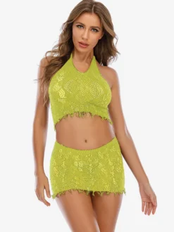 Lingerie Bas Pour Femme Noir Découpé 2 Pièces
