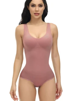Lingerie Body Sculptant Rose Sans Manches Col U