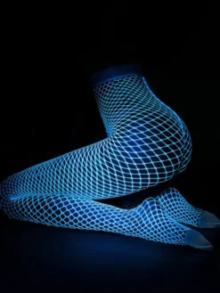 Lingerie Bonneterie Collants En Maille Élastique Sexy Bleu Nylon Découpé