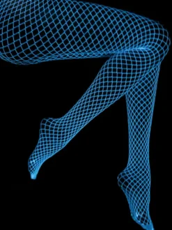 Lingerie Bonneterie Collants En Maille Élastique Sexy Bleu Nylon Découpé