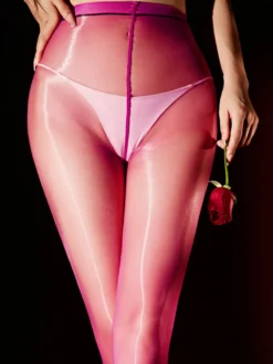 Lingerie collants bas lustrés brillants noirs à nœuds brillants transparents