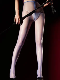 Lingerie collants bas lustrés brillants noirs à nœuds brillants transparents